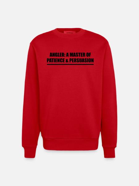 Angler: Master of Patience & Persuasion - Heavyweight Oversized Organic Crew Neck Made in EU - red