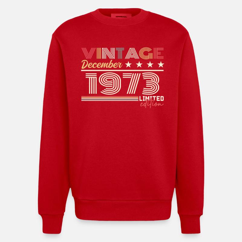Dezember 1973 Geschenk - Heavyweight Oversized Organic Crew Neck Made in EU - Rot