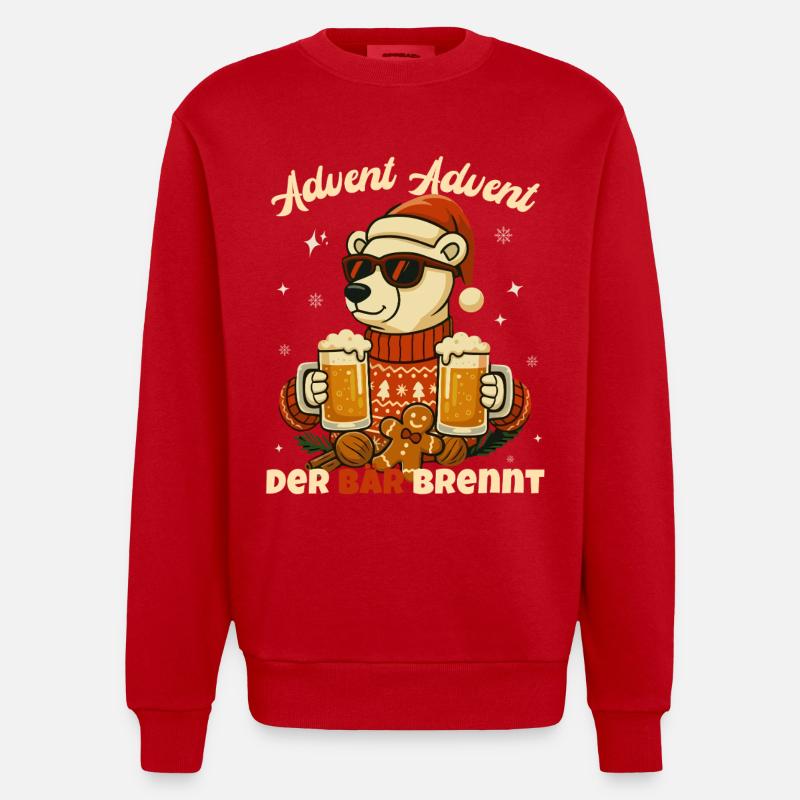 Advent Advent – Der Bär brennt - Heavyweight Oversized Organic Crew Neck Made in EU - Rot