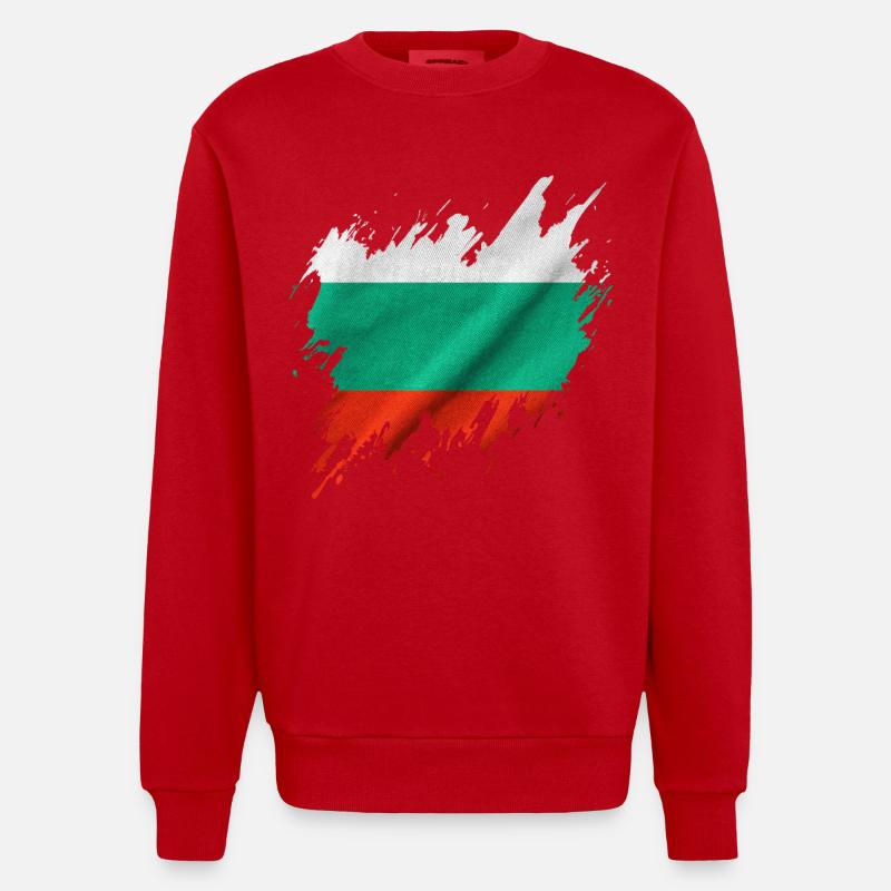 Bulgarian flag, torn style - Heavyweight Oversized Organic Crew Neck Made in EU - red