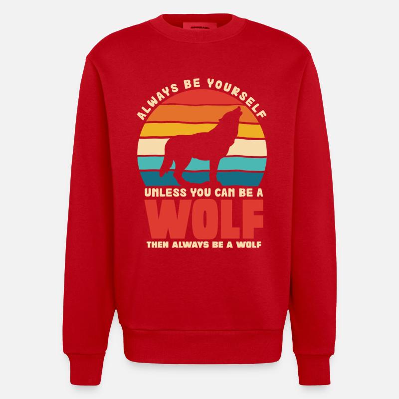 Wolfsruf: Sei Immer Du Selbst - Heavyweight Oversized Organic Crew Neck Made in EU - Rot