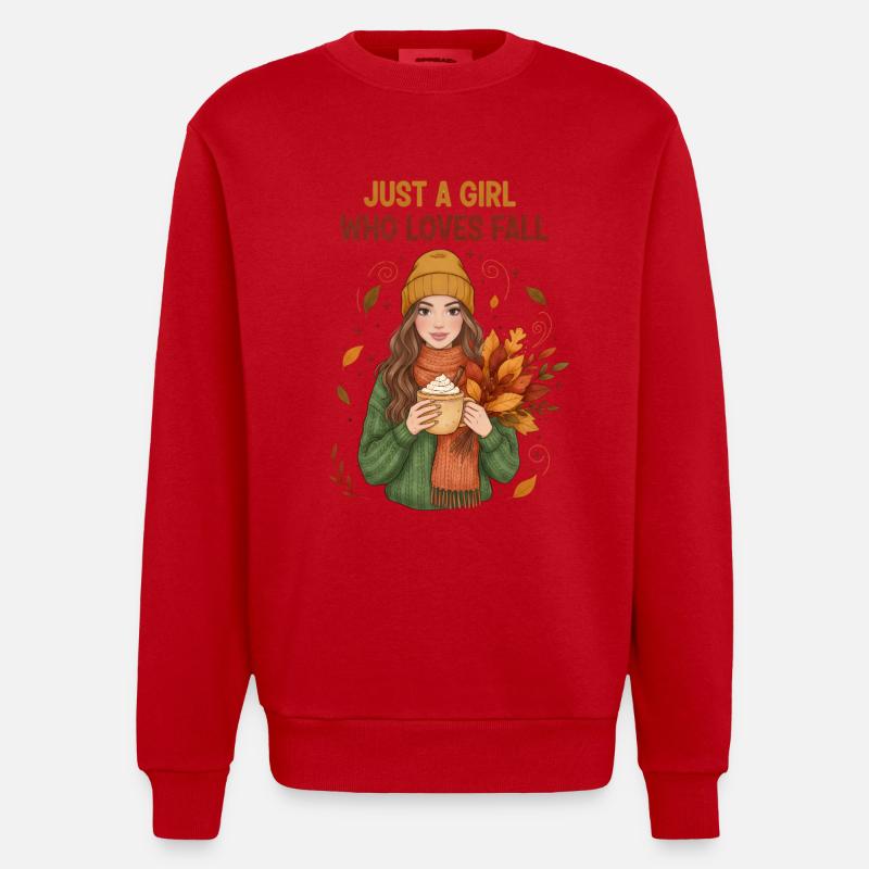 Das Mädchen, das den Herbst liebt - Heavyweight Oversized Organic Crew Neck Made in EU - Rot