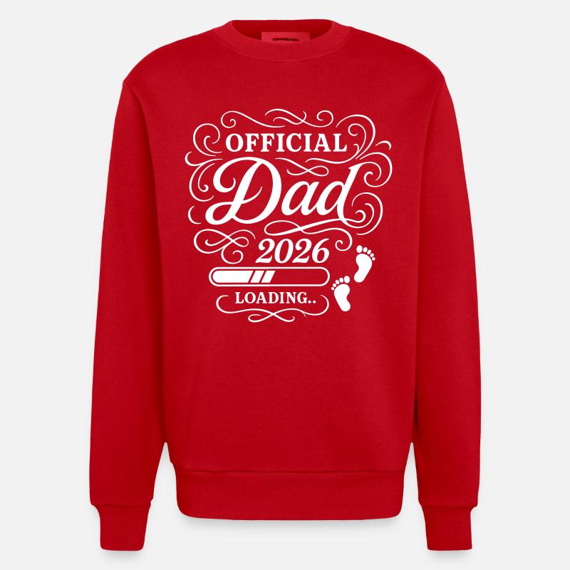 Dad 2026 Papa Loading Vaterschaft - Heavyweight Oversized Organic Crew Neck Made in EU - Rot