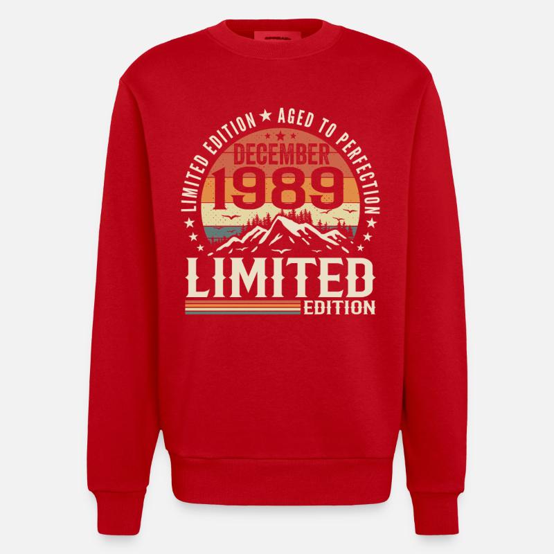 Dezember 1989 - Heavyweight Oversized Organic Crew Neck Made in EU - Rot