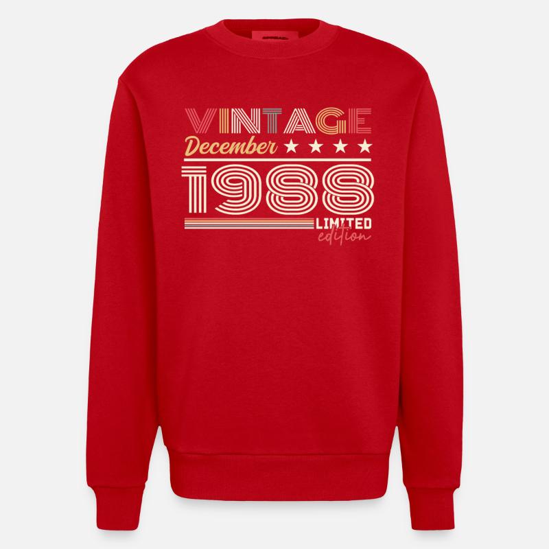 Geschenk Dezember 1988 - Heavyweight Oversized Organic Crew Neck Made in EU - Rot