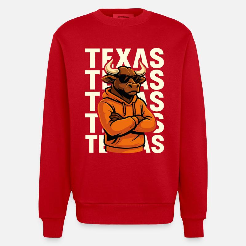 Taureau cool à la texane - Sweat bio épais oversize fabriqué en UE - rouge