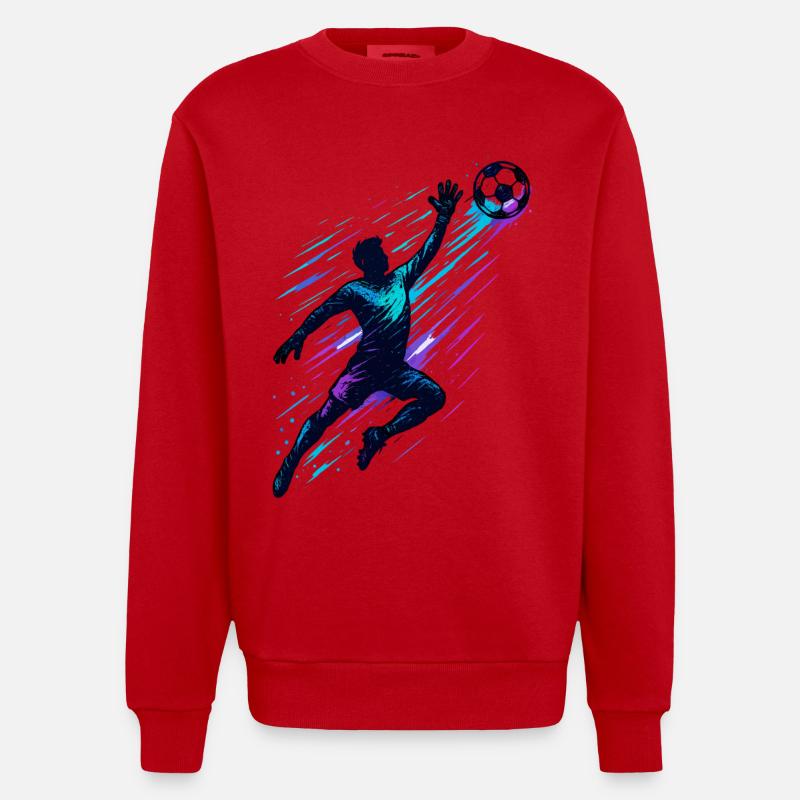 Fußball Torwart Parade Dynamische Aktion - Heavyweight Oversized Organic Crew Neck Made in EU - Rot