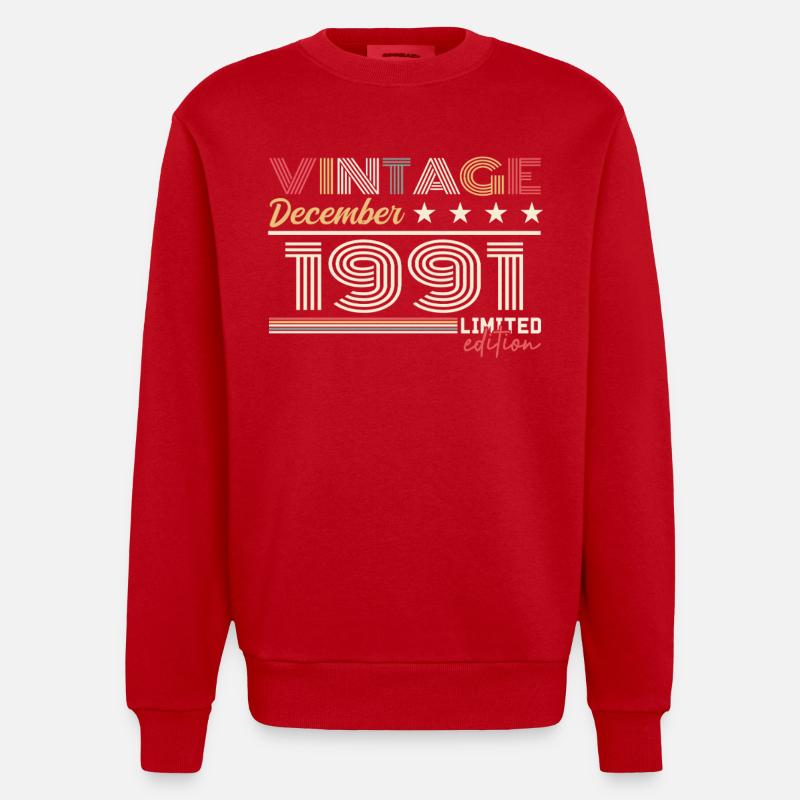 Geschenk Dezember 1991 - Heavyweight Oversized Organic Crew Neck Made in EU - Rot