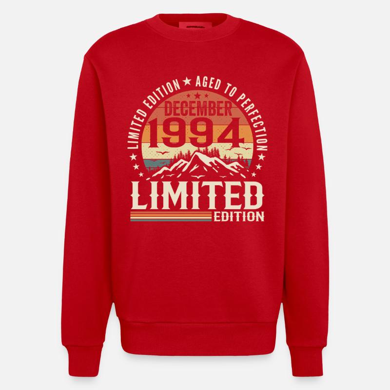 Dezember 1994 - Heavyweight Oversized Organic Crew Neck Made in EU - Rot
