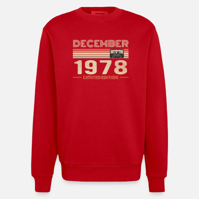 Décembre 1978 anniversaire Décembre 1978 Décembre - Sweat bio épais oversize fabriqué en UE - rouge