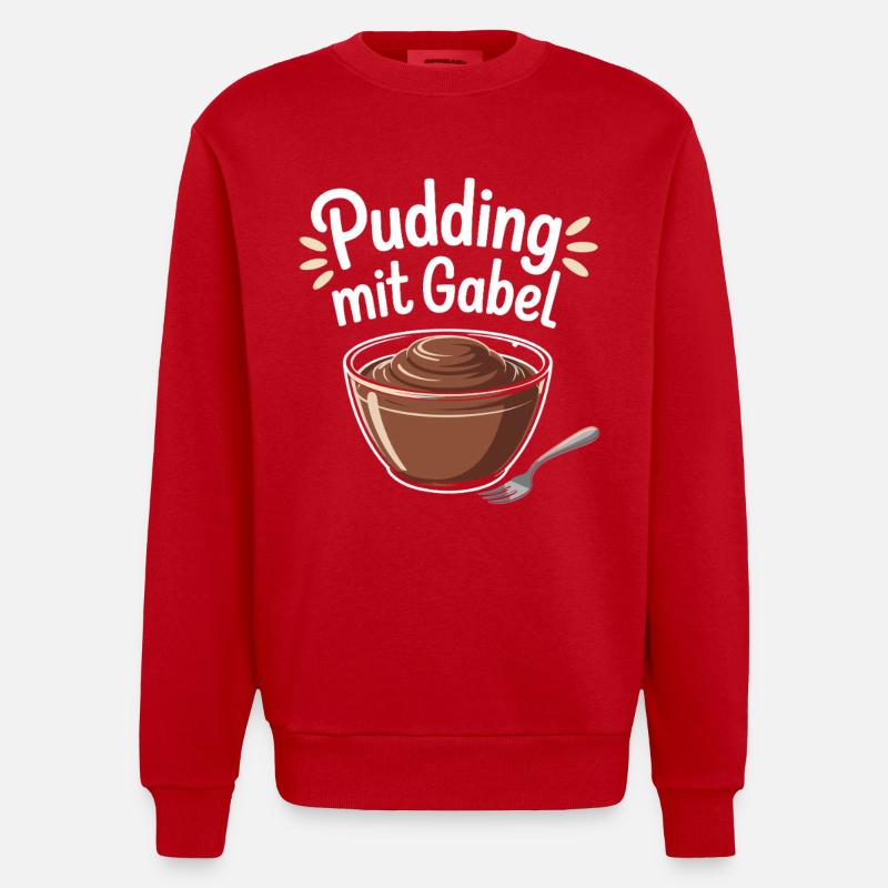 Pudding with fork - Heavyweight Oversized Organic Crew Neck Made in EU - red