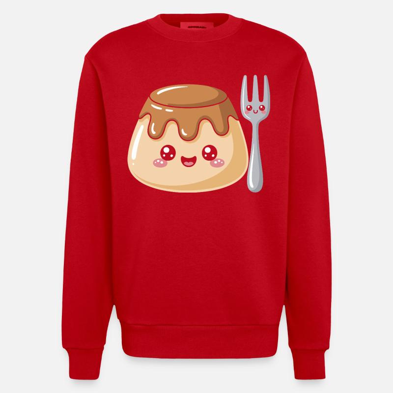 Pudding with fork - Heavyweight Oversized Organic Crew Neck Made in EU - red