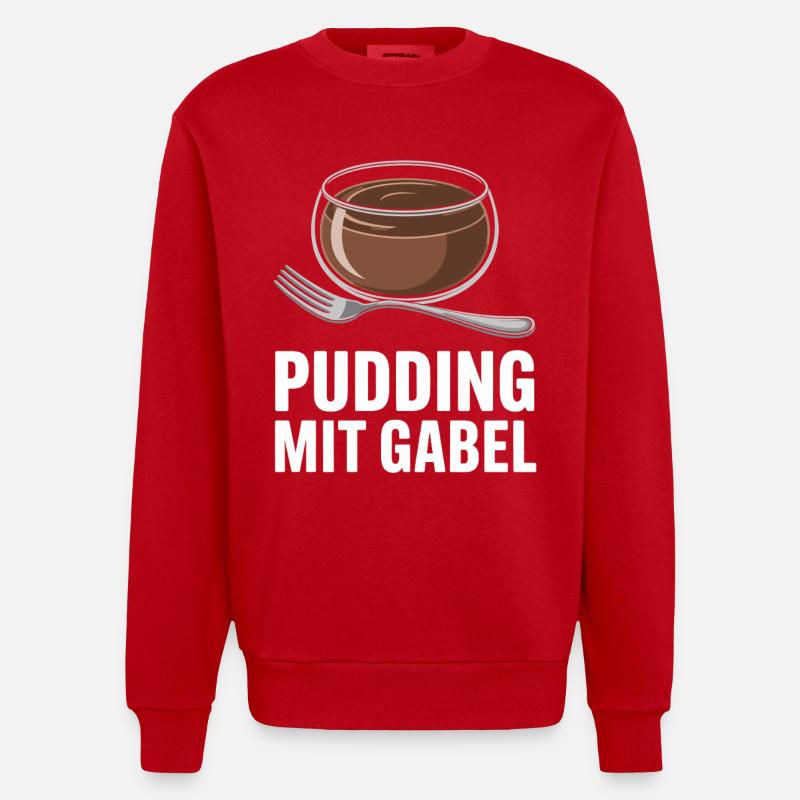 Pudding with fork - Heavyweight Oversized Organic Crew Neck Made in EU - red