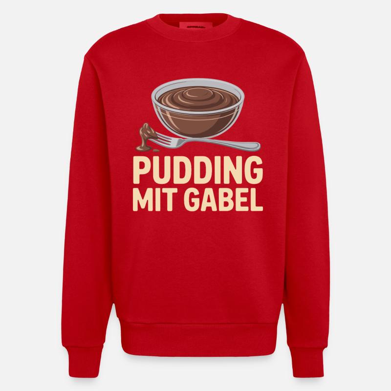 Pudding with fork - Heavyweight Oversized Organic Crew Neck Made in EU - red