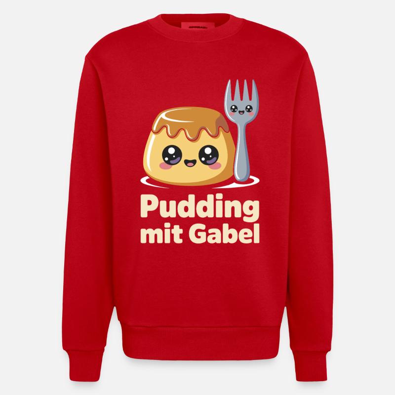 Pudding à la fourchette - Sweat bio épais oversize fabriqué en UE - rouge
