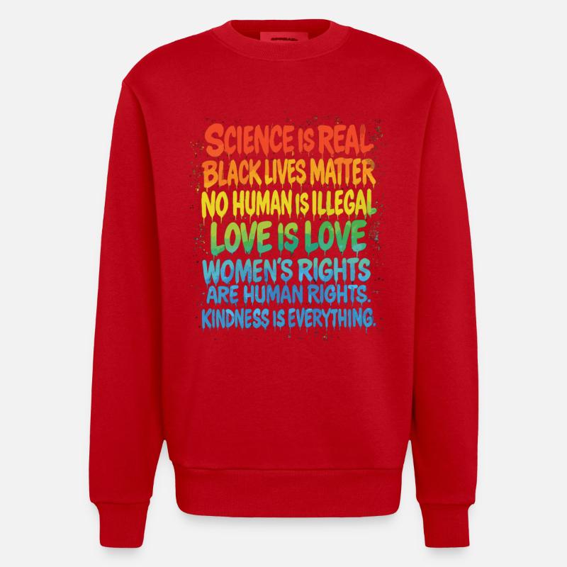 Regenbogen Statement – Human Rights Pride - Heavyweight Oversized Organic Crew Neck Made in EU - Rot