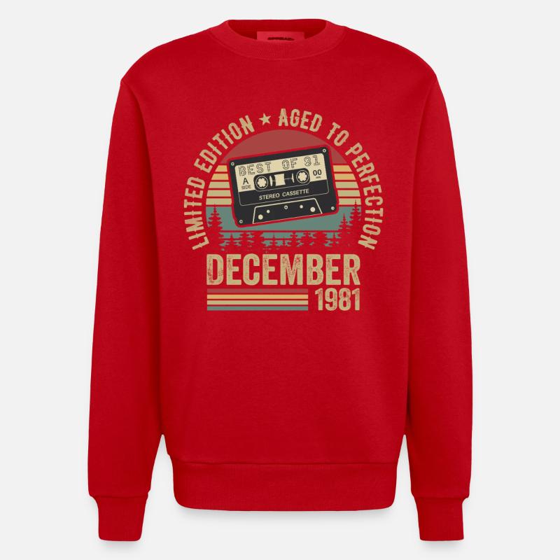 Décembre 1981 - Anniversaire Décembre 1981 - Sweat bio épais oversize fabriqué en UE - rouge