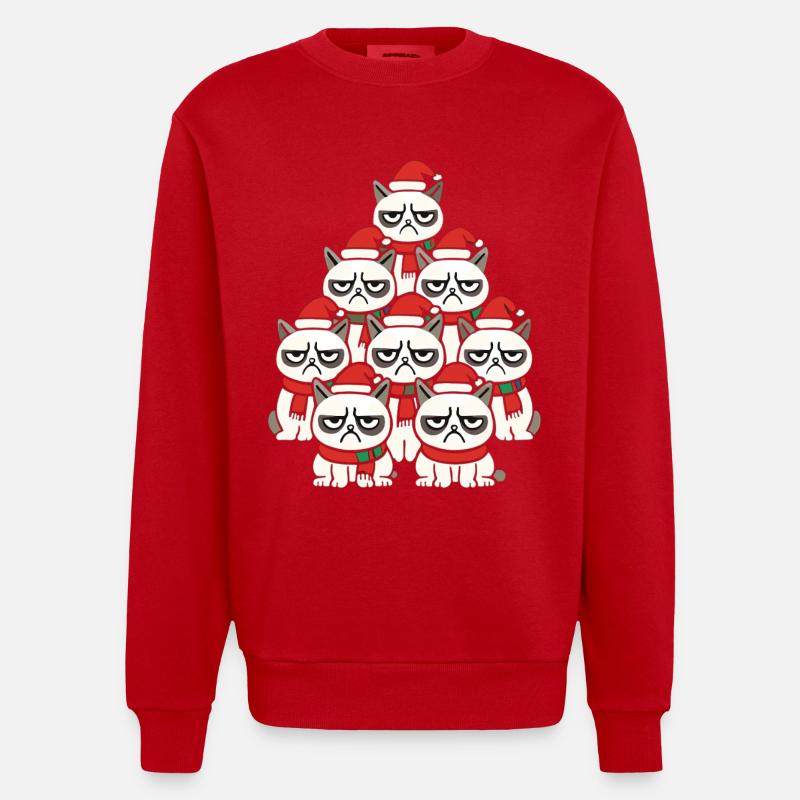 Grumpy Christmas Cats – Lustiges Katzen - Heavyweight Oversized Organic Crew Neck Made in EU - red