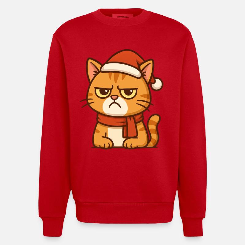 Grummiger Weihnachtskater - Sweat bio épais oversize fabriqué en UE - rouge