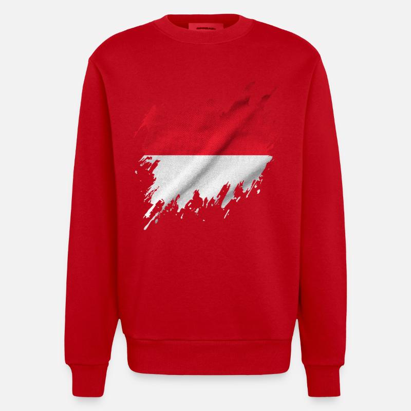 Drapeau indonésien, style déchiré - Sweat bio épais oversize fabriqué en UE - rouge