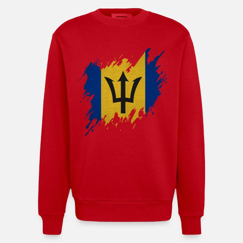 Drapeau de la Barbade, style déchiré - Sweat bio épais oversize fabriqué en UE - rouge