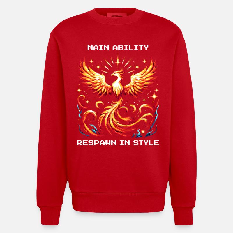 Hauptfähigkeit: Respawn mit Stil | Phönix - Heavyweight Oversized Organic Crew Neck Made in EU - Rot