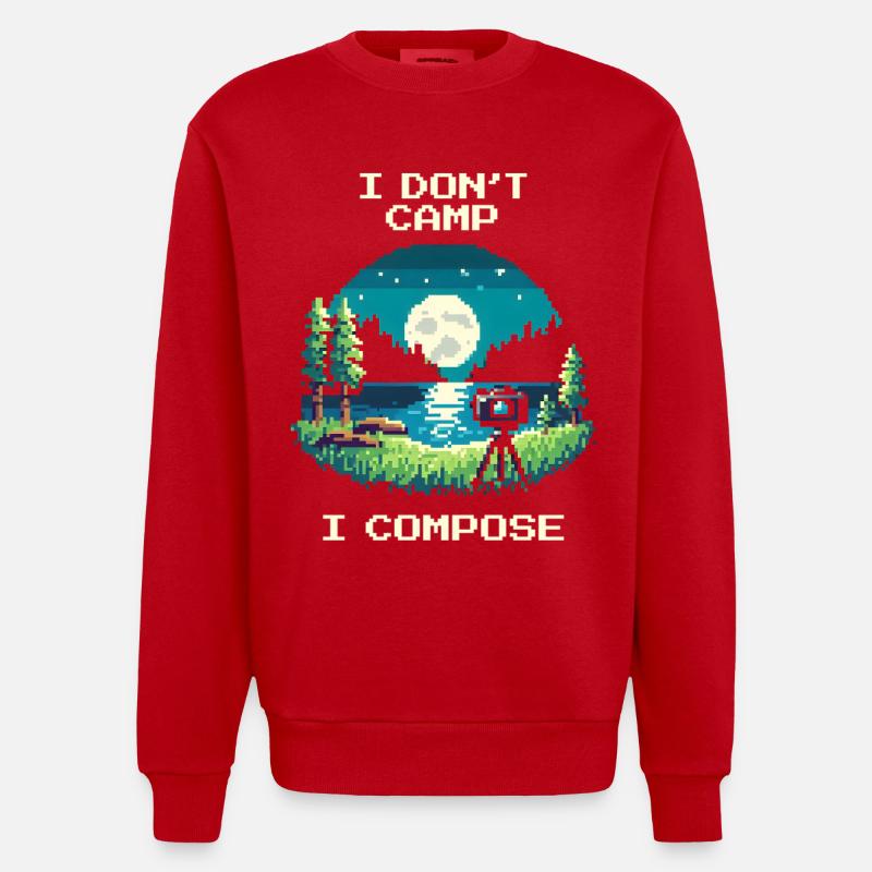 I don't camp, I compose | Composition - Heavyweight Oversized Organic Crew Neck Made in EU - red