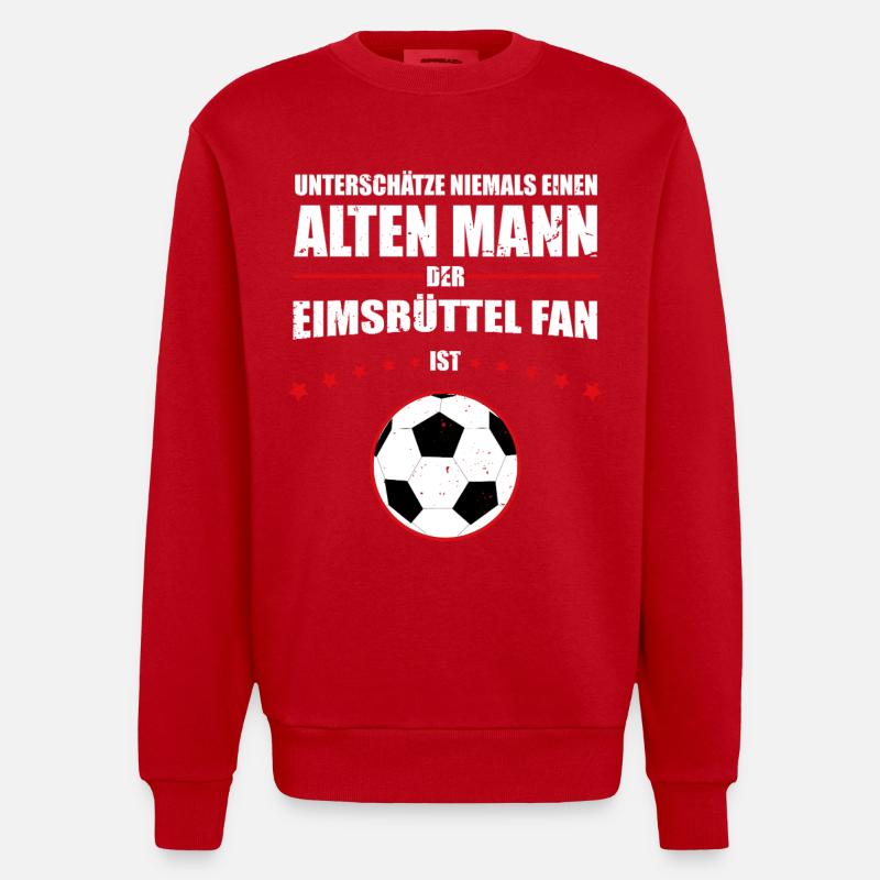 Alter Mann - Eimsbüttel Fußball Fan | Retro - Heavyweight Oversized Organic Crew Neck Made in EU - Rot