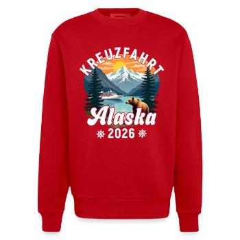 Cruise Alaska 2026 - Heavyweight Oversized Organic Crew Neck Made in EU - red - Front - AI Model Female 172 light (172cm) & AI Model Male 178 light (178cm)