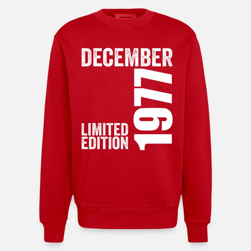 Cadeau Anniversaire Rétro - Décembre 1977 - Sweat bio épais oversize fabriqué en UE - rouge