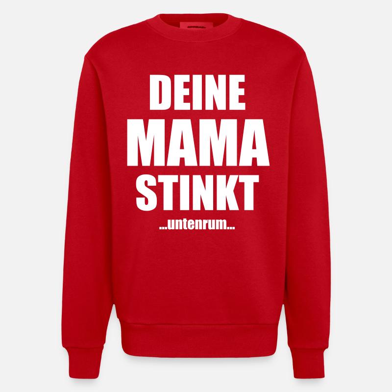 Your mom stinks underneath saying - Heavyweight Oversized Organic Crew Neck Made in EU - red