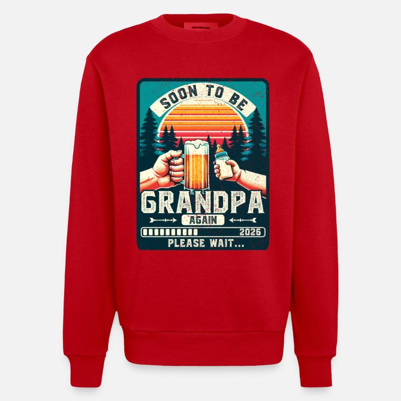 Werdender Opa loading zukünftiger Großvater 2026 - Heavyweight Oversized Organic Crew Neck Made in EU - Rot