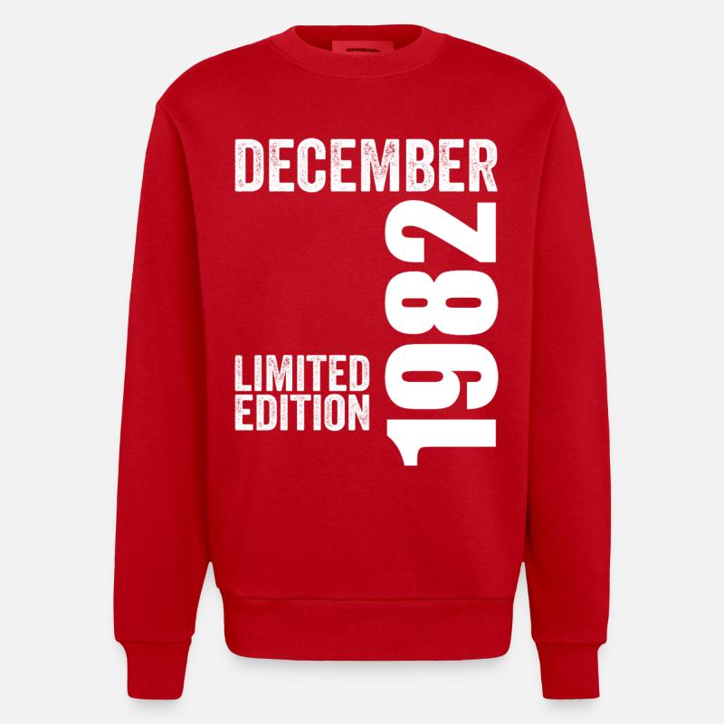 Cadeau Anniversaire Rétro - Décembre 1982 - Sweat bio épais oversize fabriqué en UE - rouge