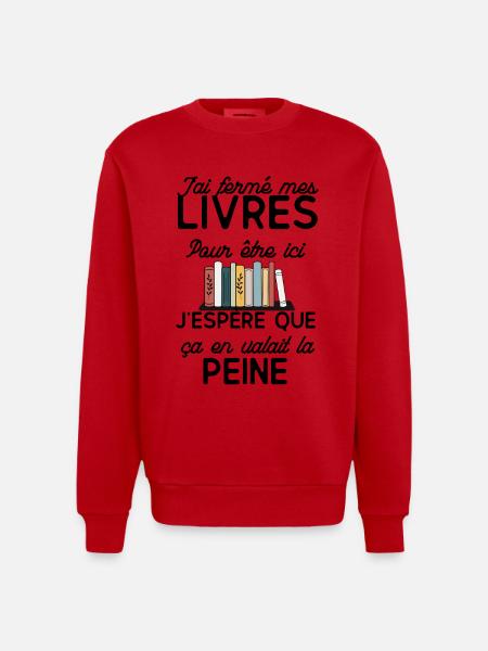 Pastel book shelf - Heavyweight Oversized Organic Crew Neck Made in EU - red