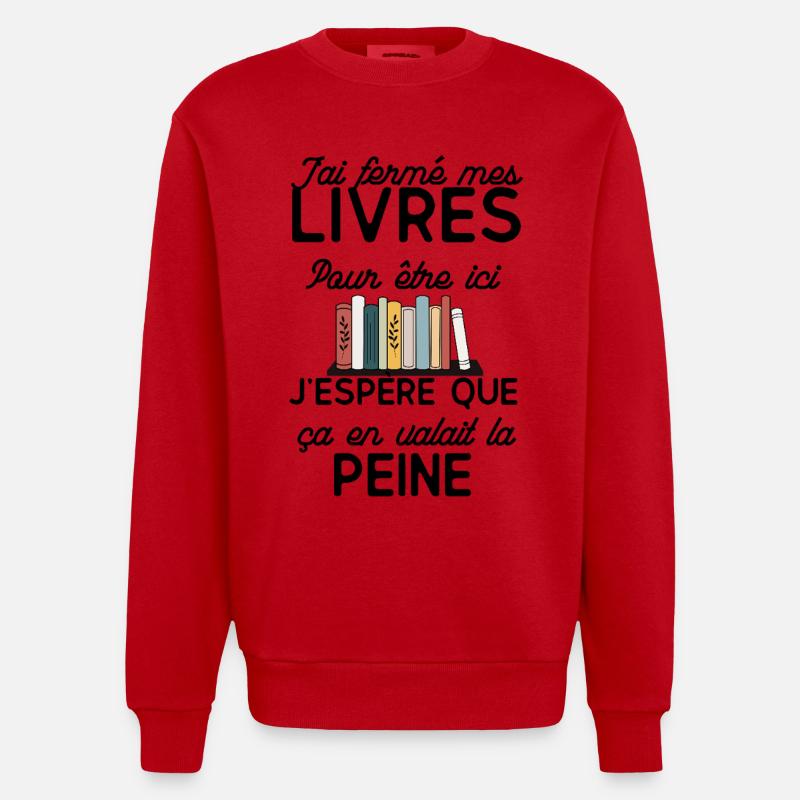 Pastellfarbenes Bücherregal - Heavyweight Oversized Organic Crew Neck Made in EU - Rot
