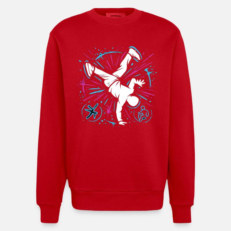 Breakdance Explosion – Danse streetstyle - Sweat bio épais oversize fabriqué en UE - rouge