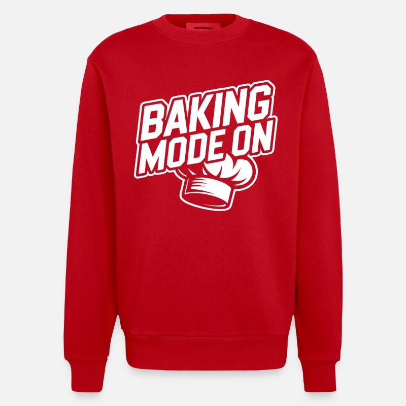 Baking Mode Active – Baker Style - Heavyweight Oversized Organic Crew Neck Made in EU - red