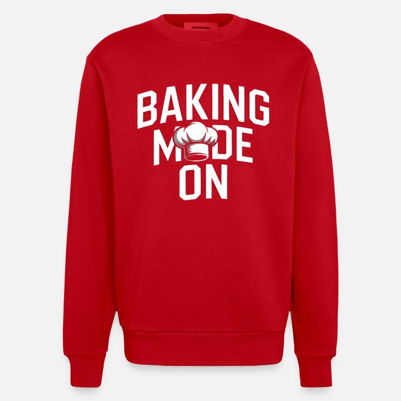 Backen Modus An - Kochhut Design - Heavyweight Oversized Organic Crew Neck Made in EU - Rot