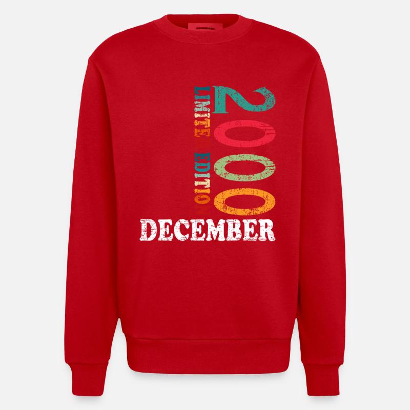 Anniversaire en décembre 2000 - décembre - Sweat bio épais oversize fabriqué en UE - rouge