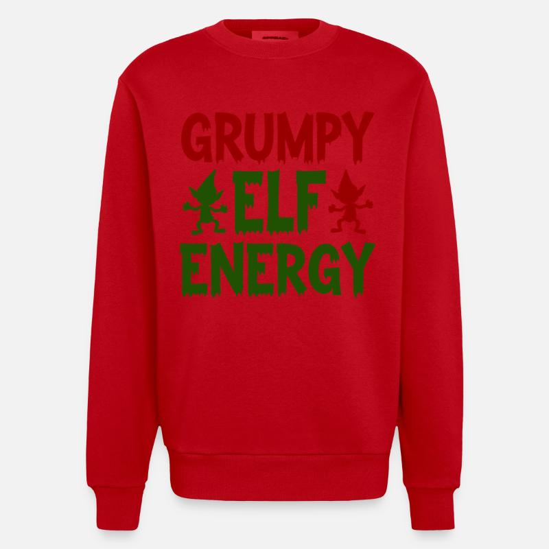 Grumpy Elf Energy Grumpy Imp - Heavyweight Oversized Organic Crew Neck Made in EU - red