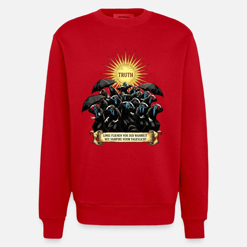Vampires Avoid the Light Satire - Heavyweight Oversized Organic Crew Neck Made in EU - red