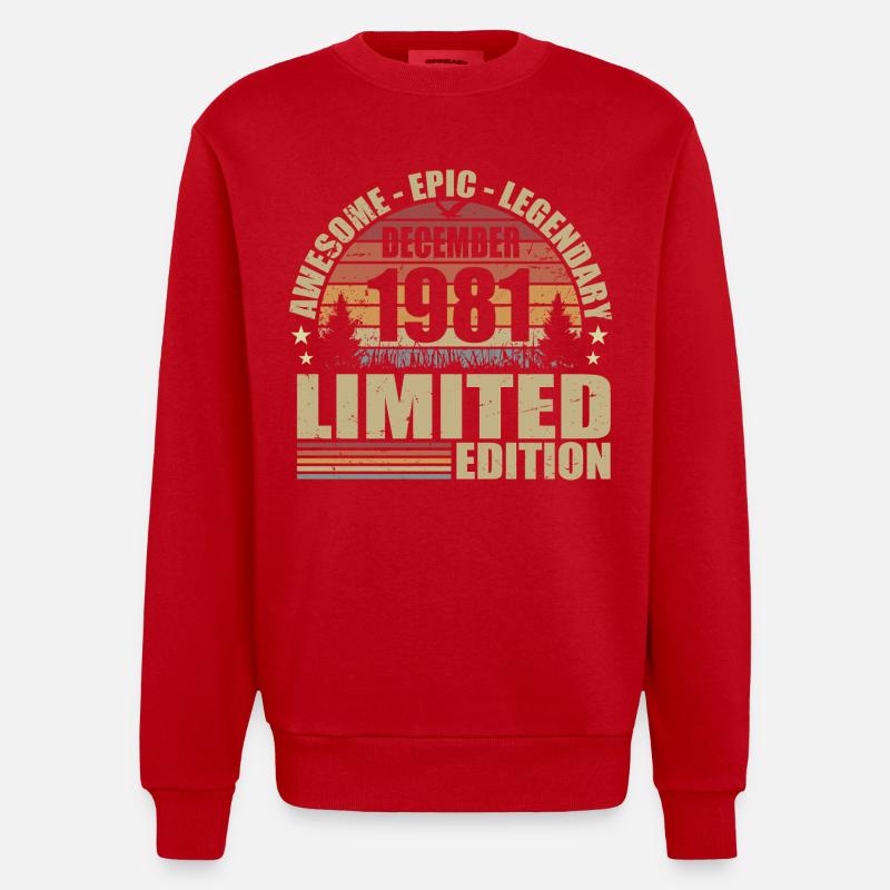 Décembre 1981 - Édition Limitée Décembre 1981 - Sweat bio épais oversize fabriqué en UE - rouge