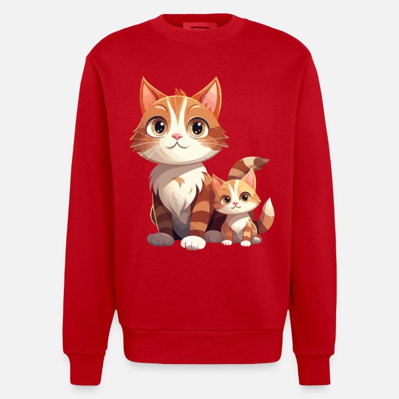 Chat amitié dessin animé Style chat - Sweat bio épais oversize fabriqué en UE - rouge