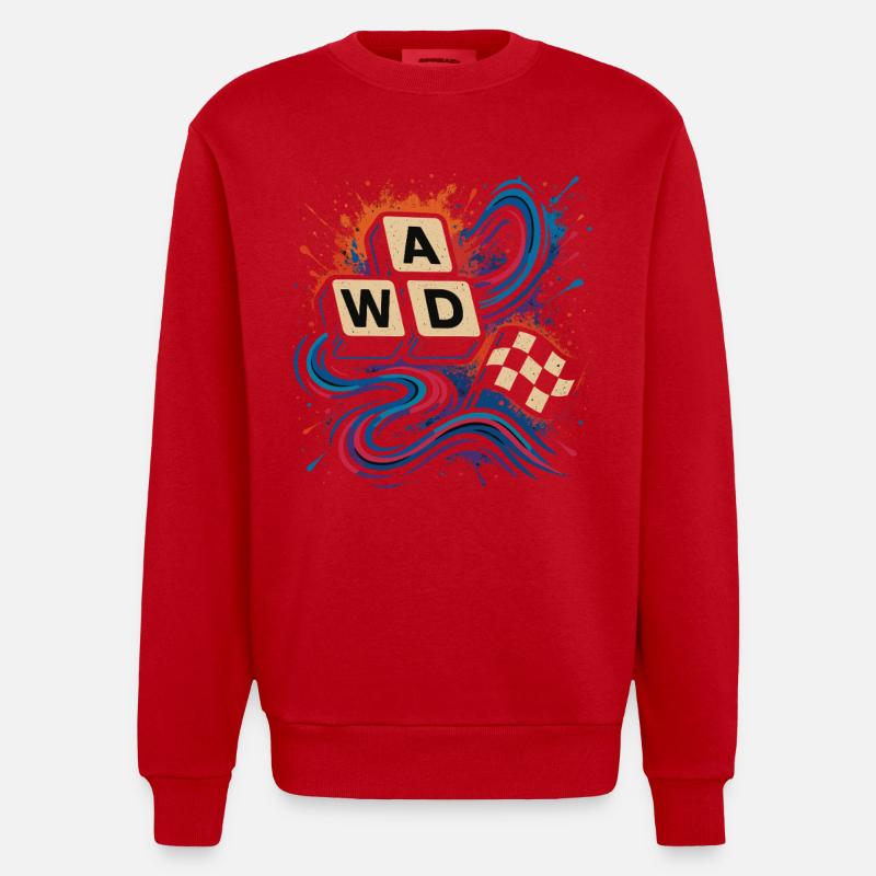 Chemise rétro AWD Racing Keys Drift - Sweat bio épais oversize fabriqué en UE - rouge