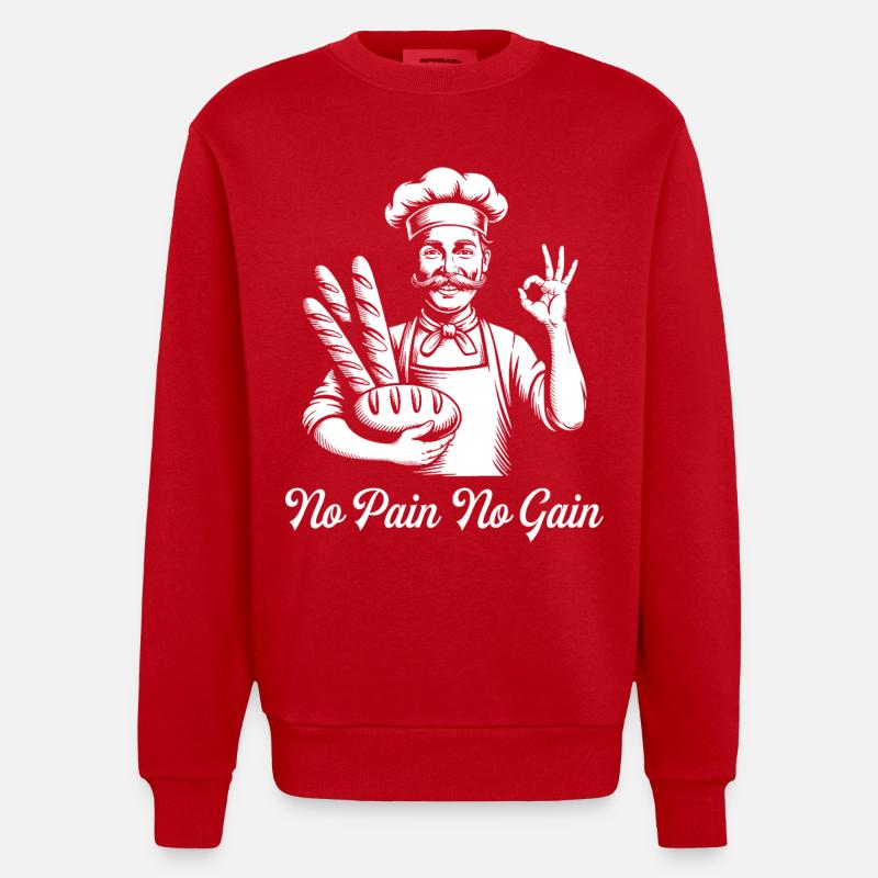 Bread Bakery Humor Baker - Heavyweight Oversized Organic Crew Neck Made in EU - red