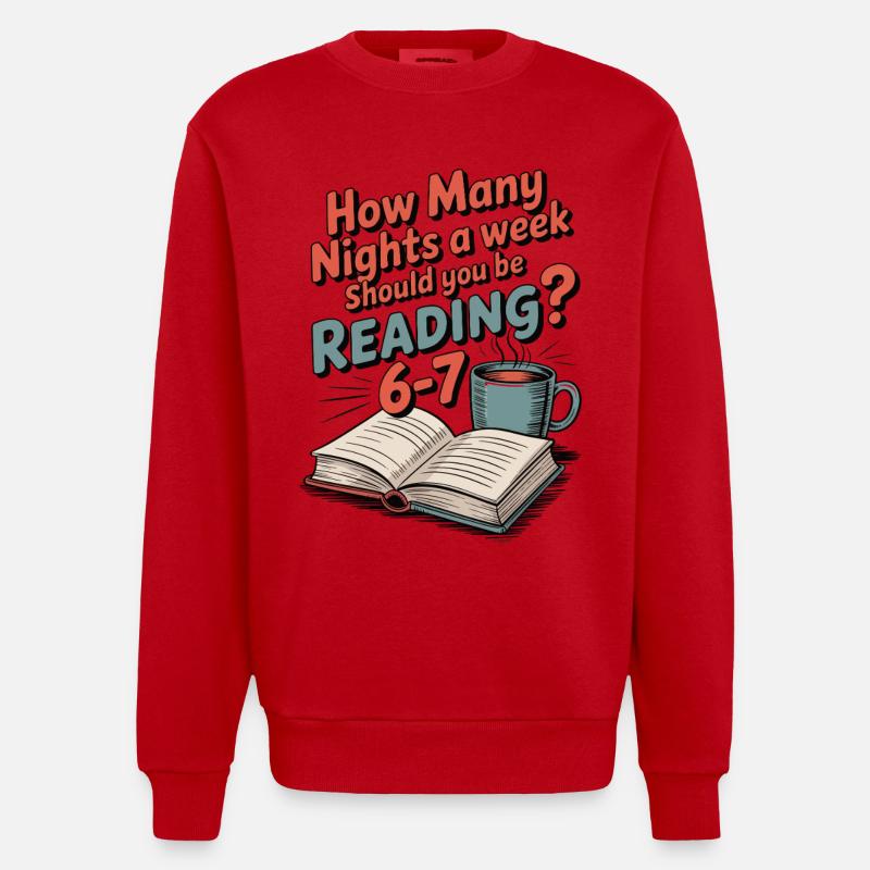 Lese-Motivation 6-7 Nächte Retro Blumen - Heavyweight Oversized Organic Crew Neck Made in EU - Rot
