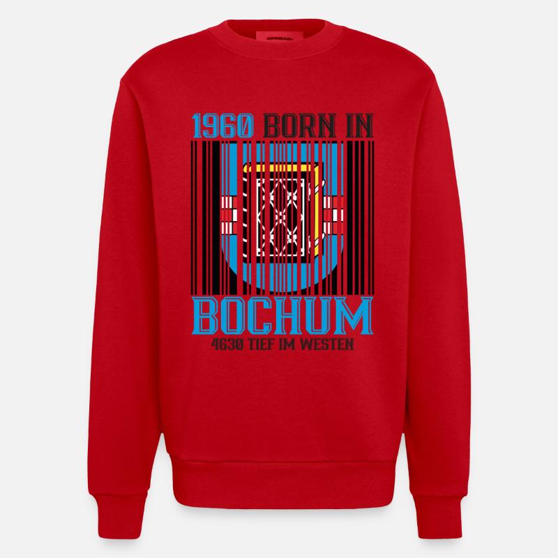 1960 Bochum Schild Emblem - Heavyweight Oversized Organic Crew Neck Made in EU - Rot