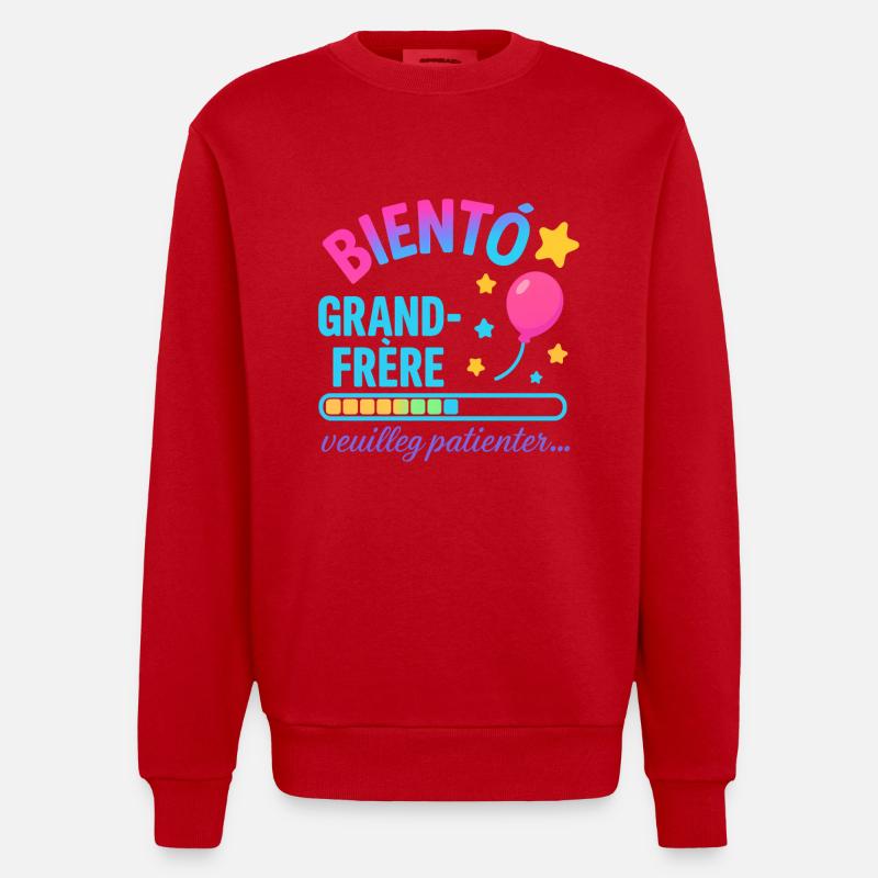 Bald wartet ein großer Bruder - Heavyweight Oversized Organic Crew Neck Made in EU - Rot