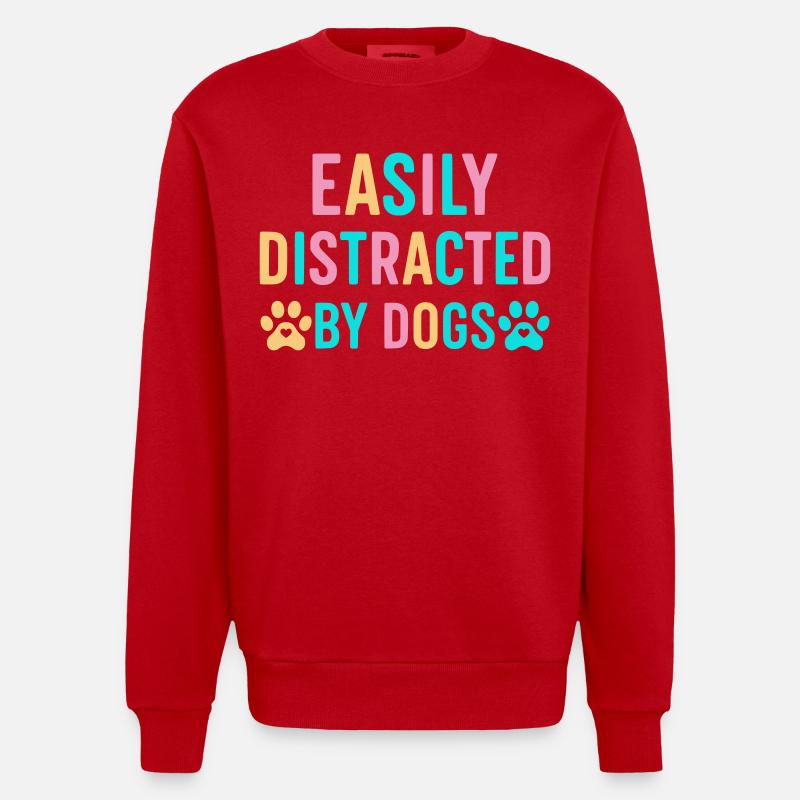 Leicht ablenkbar durch Hunde - Heavyweight Oversized Organic Crew Neck Made in EU - Rot