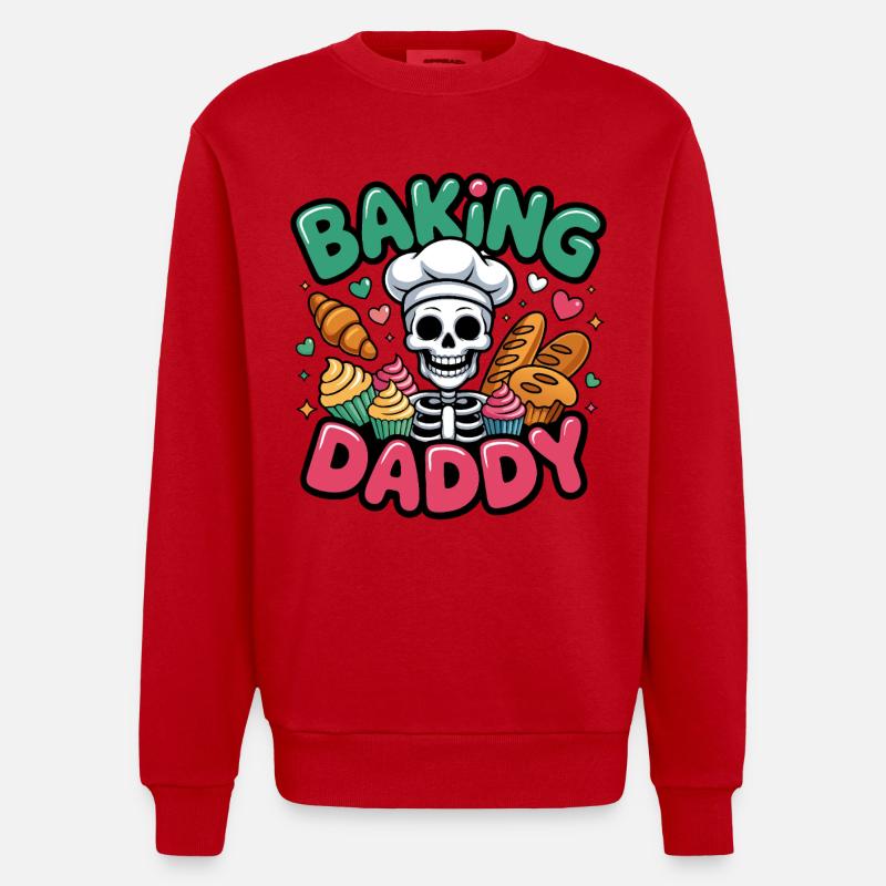 Cuisson de Daddy Skull Cook - Sweat bio épais oversize fabriqué en UE - rouge